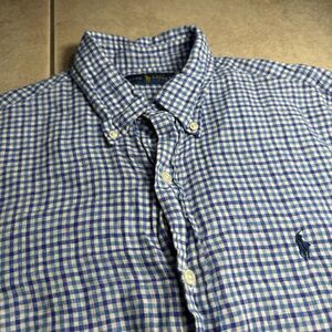 NICE Polo Ralph Lauren Men’s M Linen Gingham Check Plaid Oxford Button Up Shirt